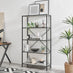 Ashton White Marble Effect and Black Metal Tall Shelves