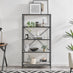 Ashton White Marble Effect and Black Metal Tall Shelves
