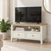 Belle Solid Oak Wood & Cream 2 Drawer TV Stand