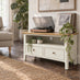 Belle Solid Oak Wood & Cream 2 Drawer TV Stand