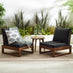 2x Brisa Walnut Wood and Black Garden Chairs Set