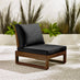 2x Brisa Walnut Wood and Black Garden Chairs Set