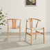 Leif Oak Veneer Wood Rectangular Extending Table & 6 Caia Wishbone Dining Chairs