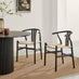 Leif Black Wood Rectangular Extending Table & 8 Caia Black Wishbone Dining Chairs