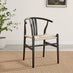 Leif Black Wood Rectangular Extending Table & 8 Caia Black Wishbone Dining Chairs