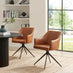 Penrose Black Round Dining Table & 4 Tan Calla Faux Leather Swivel Chairs