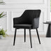 Novara Grey Concrete Effect Black Leg Round Dining Table & 4 Black Calla Black Leg Chairs