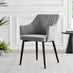 Novara White Marble Black Leg Round Dining Table & 4 Grey Calla Black Leg Chairs