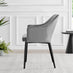 2x Calla Grey Velvet Dining Chairs with Black Legs