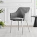 Pivero White High Gloss Dining Table & 4 Grey Calla Silver Leg Velvet Chairs