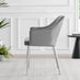 Pivero White High Gloss Dining Table & 4 Grey Calla Silver Leg Velvet Chairs