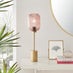 Coral Pink Glass and Brass Table Lamp