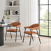 Adley Round Grey Concrete Effect Dining Table 4 Tan Faux Leather Delos Chairs