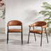 Adley Round Grey Concrete Effect Dining Table 4 Tan Faux Leather Delos Chairs