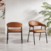 Adley Round Grey Concrete Effect Dining Table 4 Tan Faux Leather Delos Chairs