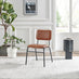 Leif Oak Veneer Wood Extending Dining Table with 8 Tan Delta Chairs