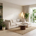 Echo Cream Linen-Look Fabric Armless Armchair for Modular Sofa