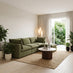 Echo Green Linen-Look Fabric Armless Armchair for Modular Sofa