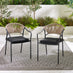 Nanterre & Elba Black Metal & Rattan 4 Seat Round Table Garden Dining Set
