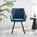Novara Black Leg Round Glass Dining Table & 4 Blue Falun Black Leg Chairs