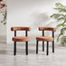 Novara Glass Black Leg Round Dining Table 4 Terracotta Isola Chairs