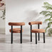 Novara Glass Black Leg Round Dining Table 4 Terracotta Isola Chairs
