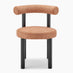 Novara Glass Black Leg Round Dining Table 4 Terracotta Isola Chairs
