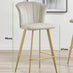 2x Juniper Cappuccino Beige Velvet Counter Stools Gold Legs