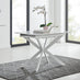 LIRA 100 Extending Dining Table and 4 Blue Pesaro Silver Leg Chairs