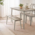 Lynton Small White & Light Grey Wooden Dining Table with 2 Chairs & Bench