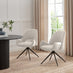 Penrose Black Round Dining Table & 4 Cream Layla Fabric Swivel Chairs