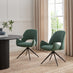 Penrose Black Round Dining Table & 4 Green Layla Fabric Swivel Chairs