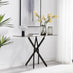 Leonardo Brown/Grey Marble Glass and Black Console Table