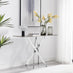 Leonardo Brown/Grey Marble Glass and Silver Console Table