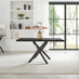 Leonardo Black Top Dining Table & 6 Beaumont Cream Fabric Chairs