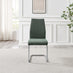 2x Lorenzo Green Fabric Dining Chairs Silver Legs