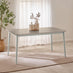 Lynton Large White & Light Grey Wooden Dining Table & 6 Grey Dining Chairs
