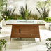 Marbella 6 Seat Beige Rattan Firepit Table Garden Dining Set