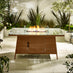 Marbella Beige Rattan 6 Seat Garden Dining Table with Firepit