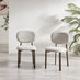 Penrose Round Cream Marble Effect Dining Table 4 Light Grey Mirelle Chairs