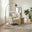 Maisette Cream Check Fabric Wingback Accent Armchair