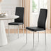 6x Milan Black Hatched Faux Leather Dining Chairs Silver Legs