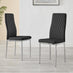 6x Milan Black Hatched Faux Leather Dining Chairs Silver Legs