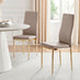 4x Milan Cappuccino Beige Hatched Faux Leather Dining Chairs Gold Legs