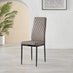 6x Milan Cappuccino Hatched Faux Leather Dining Chairs Black Legs