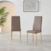 4x Milan Cappuccino Beige Hatched Faux Leather Dining Chairs Gold Legs