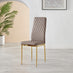 6x Milan Cappuccino Beige Hatched Faux Leather Dining Chairs Gold Legs