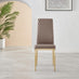 6x Milan Cappuccino Beige Hatched Faux Leather Dining Chairs Gold Legs