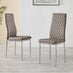 6x Milan Cappuccino Beige Hatched Faux Leather Dining Chairs Silver Legs