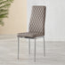 4x Milan Cappuccino Beige Hatched Faux Leather Dining Chairs Silver Legs